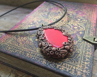 Red hawlite gemstone necklace, mysterious and unique, handcrafted gothic jewelry, precious gift for girl