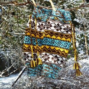 Hand-knit legwarmers,handmade women&#39;s unique leggings with tassels,cold weather knits,Fair Isle multi-color design knitwear,gifts for her