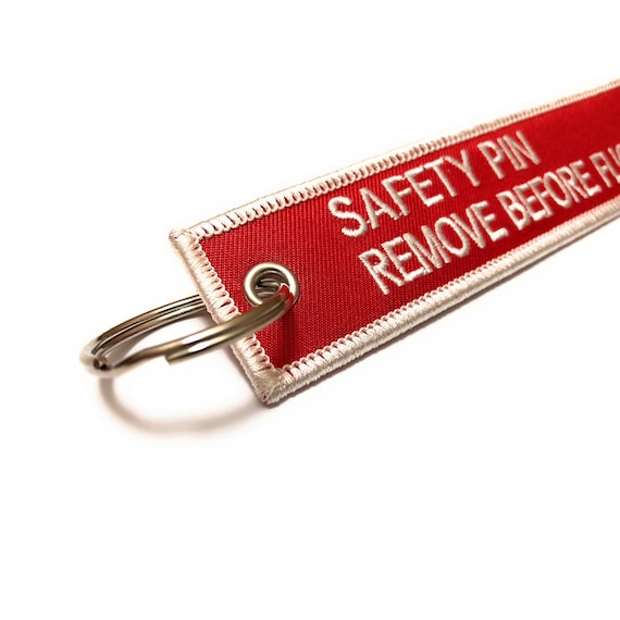 Safety Pin / Remove Before Flight Keychain | Red / White