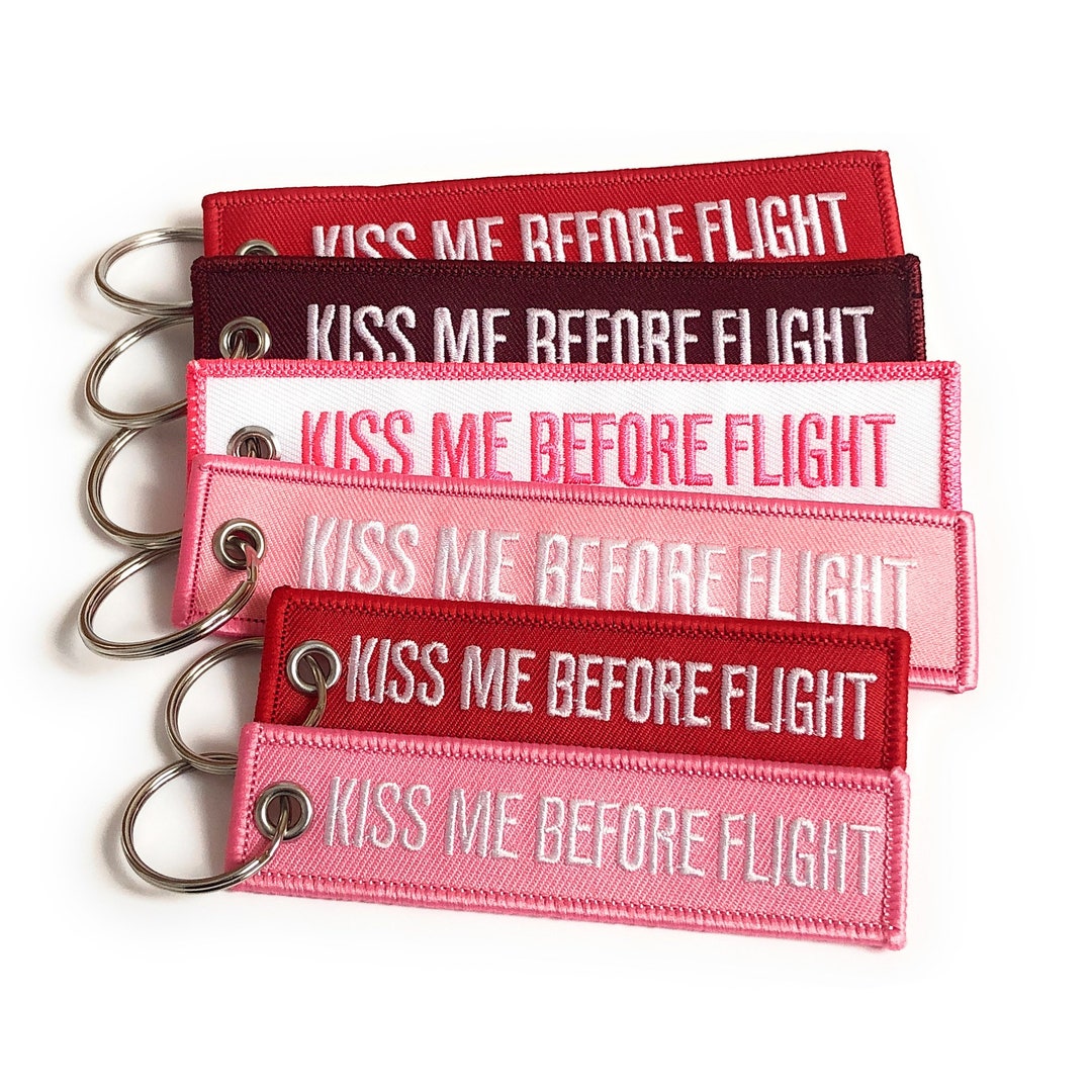 Kiss Me Before Flight Keychain Luggage Tag Multi-colours
