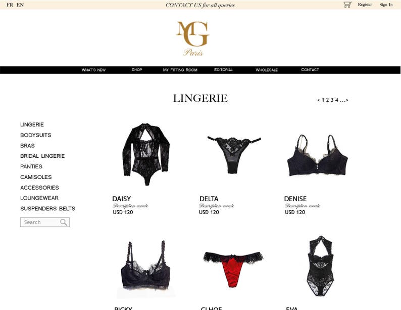 May include: A selection of black lace lingerie items, including a bodysuit, bra, and panties. The items are displayed on a white background with the text "LINGERIE" above them.