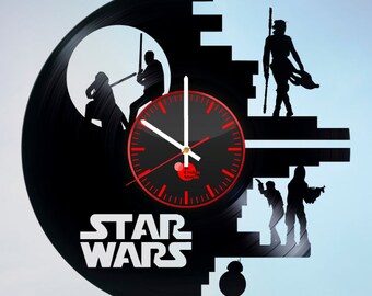 Star Wars Vinyl Wall Clock, Wall Clock Vintage, Han Solo Gift, Birthday Gift, Darth Vader Vinyl Record Wall Clock, Wall Clock Modern