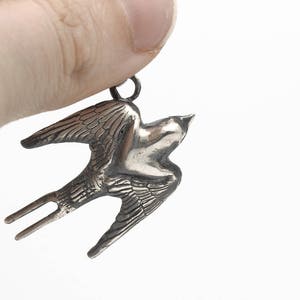 Swallow Bird Sterling Silver Mini Sculpture Pendant