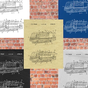Motorhome Campervan RV Winnebago Original Patent Print Blueprint Drawing Vintage Wall Art Poster Gift Printable Instant Digital Download