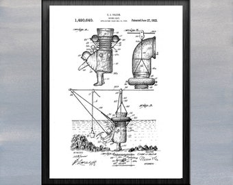 Diving Suit 1922 Original Patent Print Blueprint Drawing 1900s Vintage Art Poster Deep Sea Diver Gift Printable Instant Digital Download