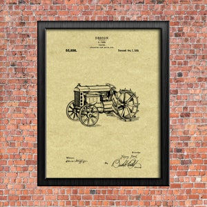 Henry Ford Tractor 1919 Original Patent Print Blueprint Drawing 1900s Vintage Wall Art Poster Farmer Gift Printable Instant Digital Download