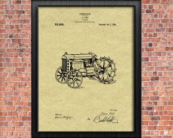 Henry Ford Tractor 1919 Original Patent Print Blueprint Drawing 1900s Vintage Wall Art Poster Farmer Gift Printable Instant Digital Download