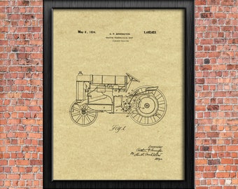 Fordson Tractor 1924 Original Patent Print Blueprint Drawing 1900s Vintage Wall Art Poster Farmer Gift Printable Instant Digital Download