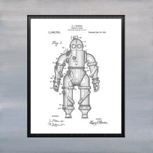 May include: A black and white line drawing of a diving suit patent, showing a full-body suit with a helmet and multiple numbered parts. The patent number is 1,146,781 and the date is July 20, 1915.
