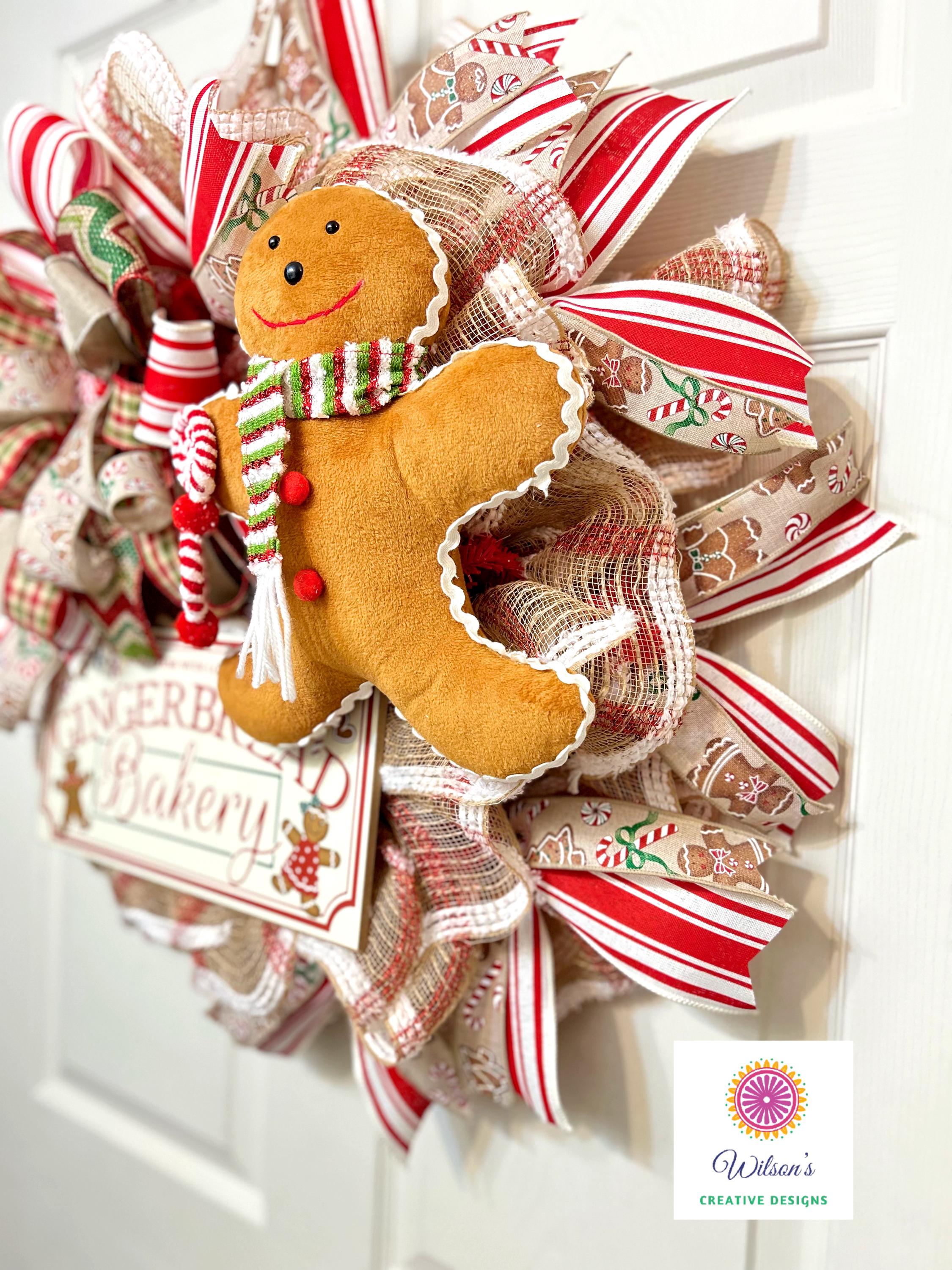 Gingerbread Wreath for Front Door, Holiday Gingerbread Decor, Christmas ...
