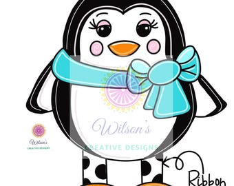 TEMPLATE: Penguin Door Hanger Template, Winter Door Hanger Template, Holiday DIY, Ribbon Legs Penguin