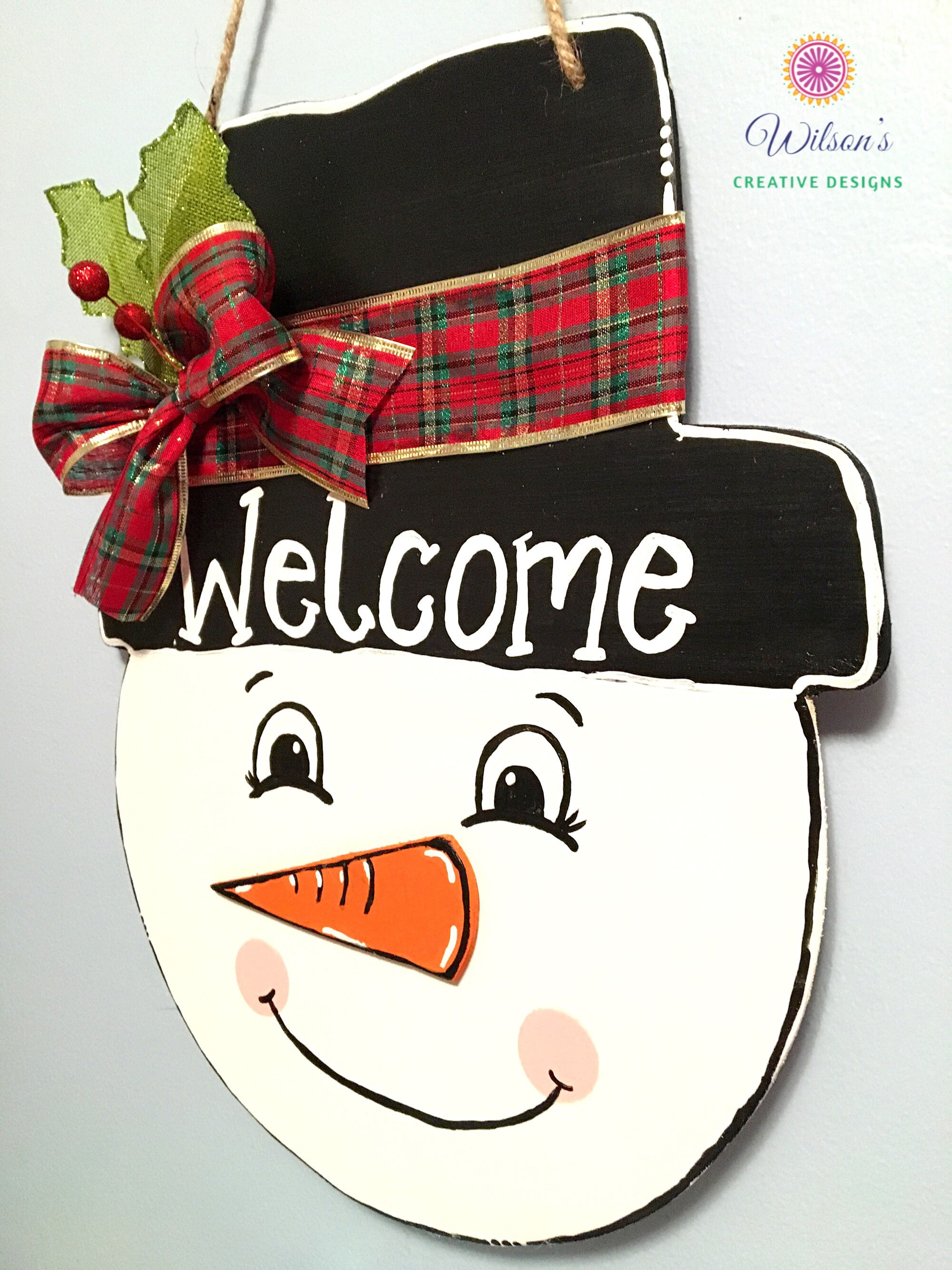 Snowman Door Hanger Winter Door Hanger Christmas Door | Etsy
