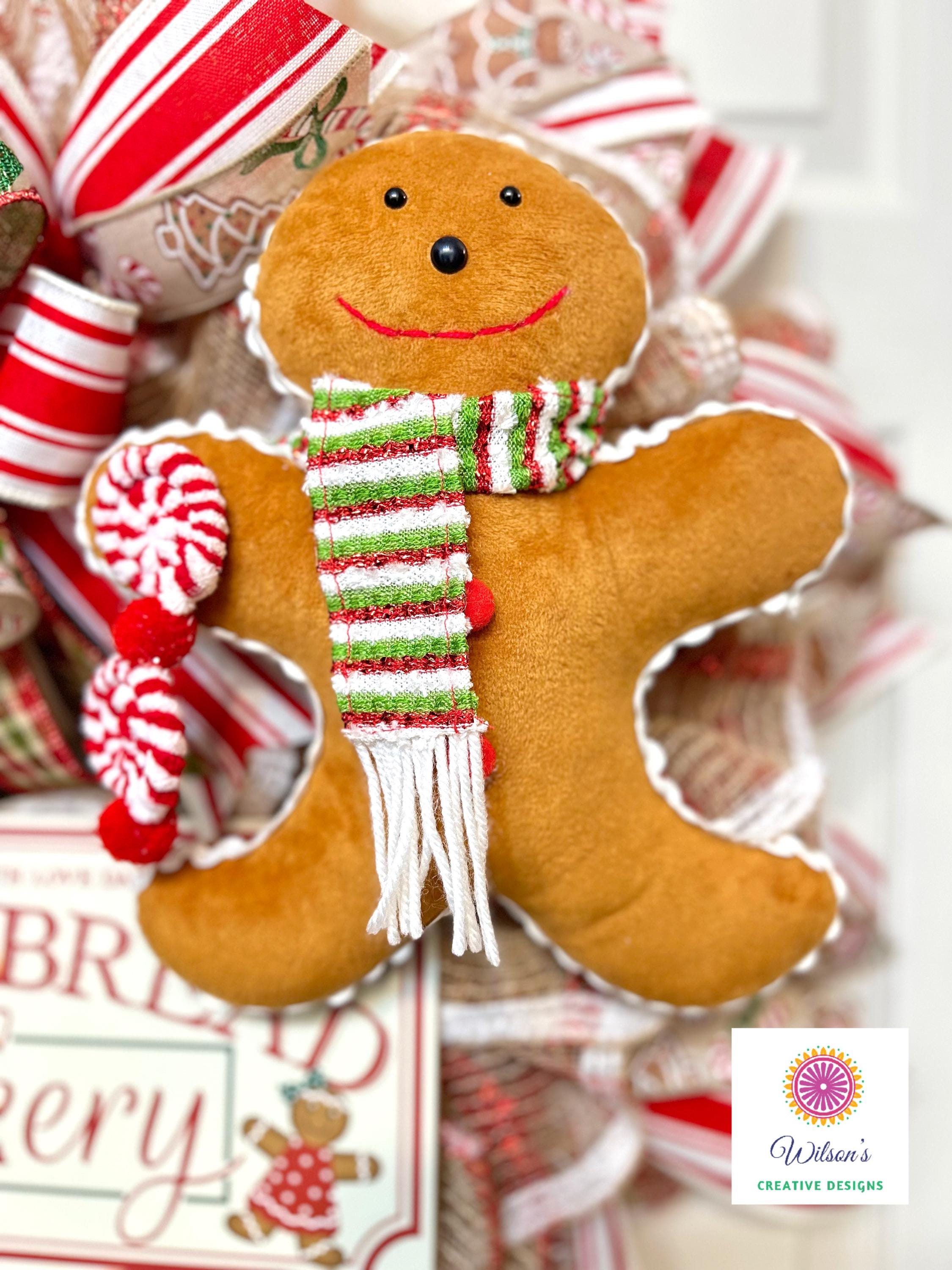 Gingerbread Wreath for Front Door, Holiday Gingerbread Decor, Christmas ...