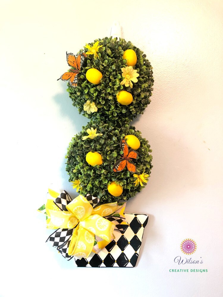 Lemon Boxwood Topiary Door Hanger Topiary Door Hanger Lemon Etsy