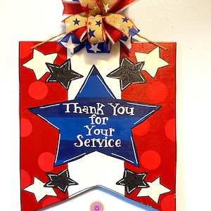 Veterans Door Hanger for porch, Patriotic Door Hanger, American Flag for front door