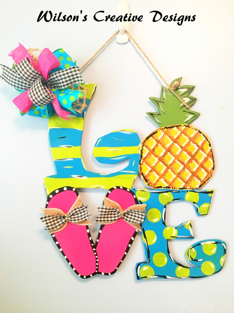 Summer Door Hanger LOVE Door Hanger Door Hanger Flip Flop Door Hanger Pineapple Door Hanger Beach Door Hanger