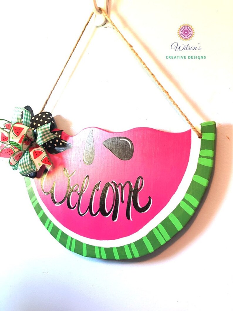 Watermelon Door Hanger Summer Door Hanger Door Etsy