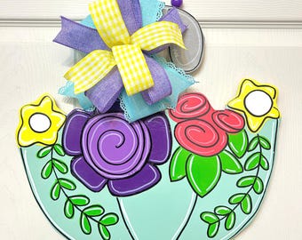 Spring is Here Door Hanger, Spring Door Decor for front door, RainBoot Door Hanger, Umbrella Door Decoration