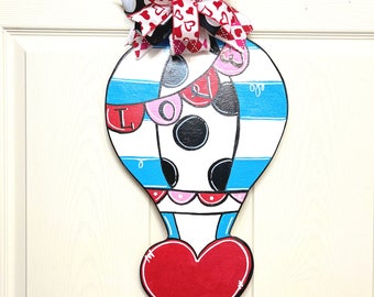 Hot Air Balloon Door Hanger, Valentine Door Hanger, Valentines Day Decor, Valentine decorations, Love Door Decor