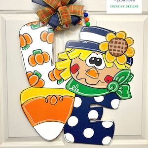 Scarecrow Door Hanger, Fall Decor for Front Door, Autumn Decoration for Porch