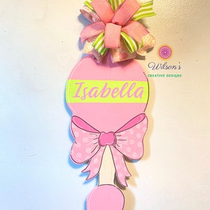 Baby Announcement Hospital Door Hanger, Baby Door Hanger Hospital Boy or Girl,, Baby Sign for nursery, Baby Rattle Door Sign