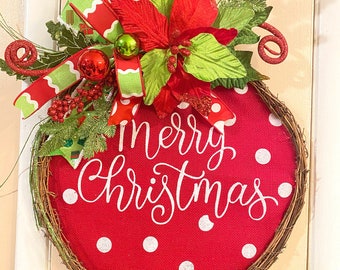 Ornament Door Hanger, Holiday Door Decor, Christmas Wreath for front door