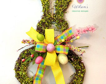 Easter Bunny Grapevine Door Hanger, Easter Bunny Decorations, Easter Door Hanger for front door