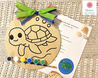 Kids Summer DIY Paint Kit, Starfish or Turtle Design,  Beginner Craft Kit for Kids, Summer Activity Box – Limited Quantity