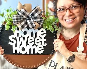 Home Sweet Home Door Hanger, Rustic Charm for Your Front Door