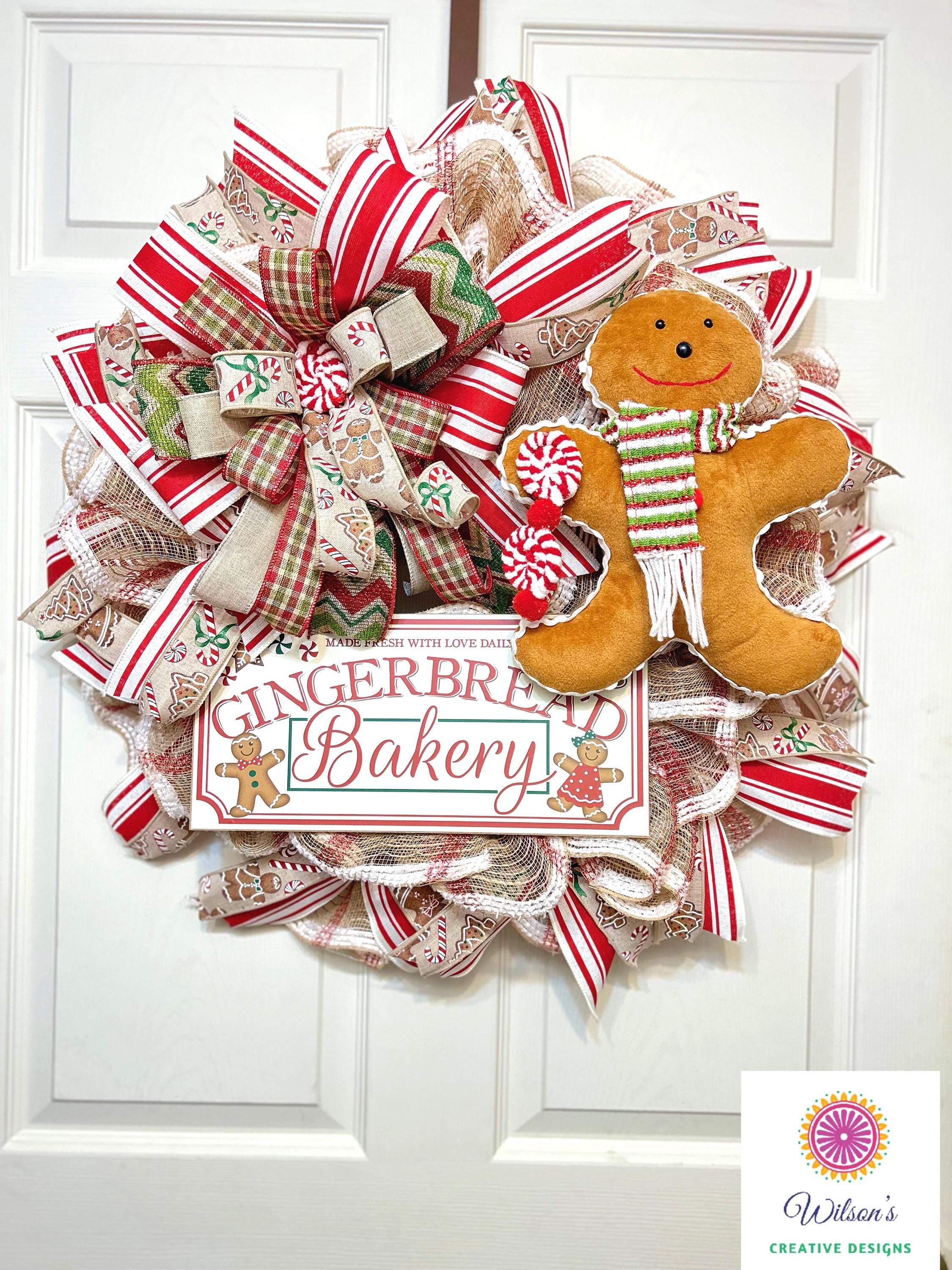 Gingerbread Wreath for Front Door, Holiday Gingerbread Decor, Christmas ...