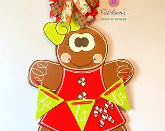 Gingerbread Door Hanger, Christmas Door Hanger, Christmas Decor, Christmas Decorations, Gingerbread Decor
