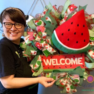 Spring and Summer Watermelon Wreath for front door, Everyday Deco Mesh Door Decor