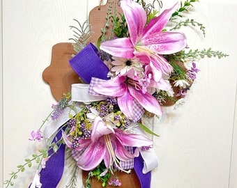 Wood Cross Door Decor, Easter Door Hanger, Spring door sign, Cross for Front Door, Summer Door Hanger