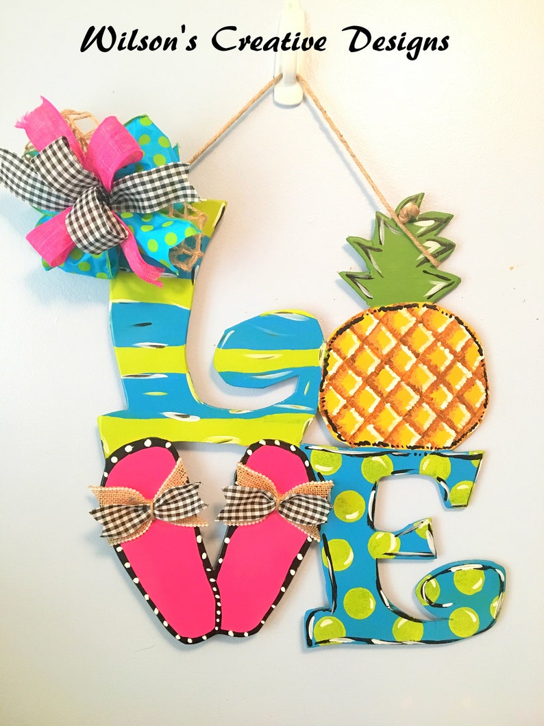 Summer Door Hanger LOVE Door Hanger Door Hanger Flip Flop Door Hanger Pineapple Door Hanger Beach Door Hanger