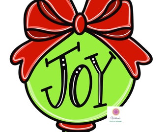 TEMPLATE: Joy Ornament Door Hanger Template, Christmas Door Hanger Template, Holiday Door Sign