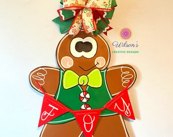 Gingerbread Door Hanger, Christmas Door Hanger, Door Hanger for front door, Christmas Decor, Christmas door, outside Christmas decorations