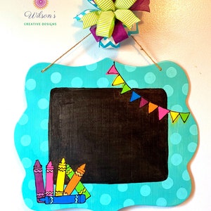 Teacher Door Hanger with chalk board, First Day of School  Sign, Back to School Sign