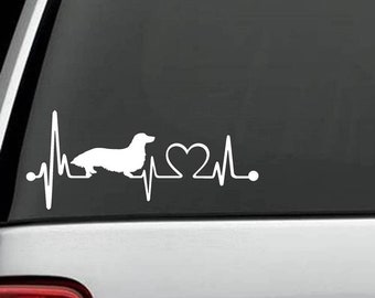 Chien de toit Teckel Heartbeat coeur battement cardiaque 17 cm autocollant voiture JDM OEM tuning autocollant déca