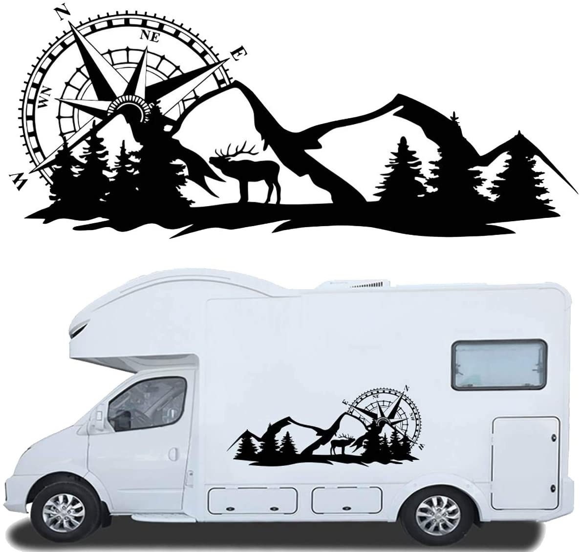 Sticker für Camper Kompass mit Weltkarte