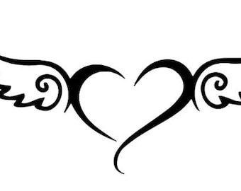 Adhesivo de vinilo con alas de ángel, 16,9 x 7 cm, corazón de ángel