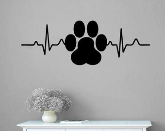 Hundepfote Heartbeat Herzschlag Wandtattoo Wallsticker Wand Aufkleber 90 x 31cm