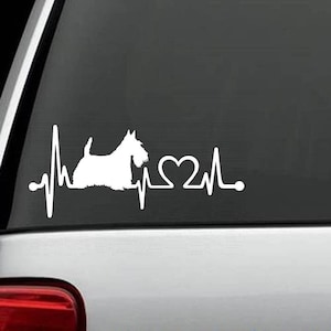 Scottish Terrier Heartbeat Herzschlag Herz  17 cm  Auto Aufkleber JDM OEM Tuning Sticker Deca