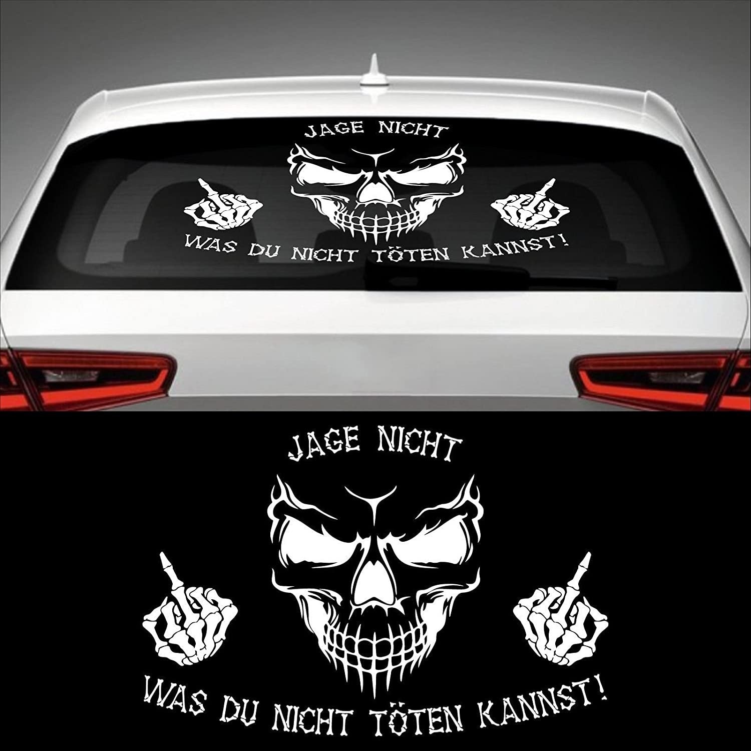 Totenkopf 3D Aufkleber Skull Sticker Auto Motorrad Schädel Chrom schwarz  Bad car