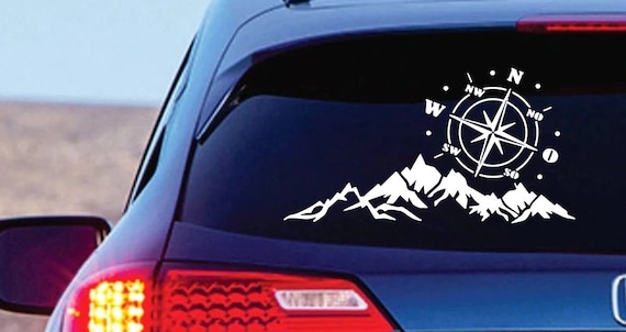 Kompass Berge Heckscheibenaufkleber 65 cm x 30 cm Auto Aufkleber JDM OEM  Tuning Sticker DecaK - .de