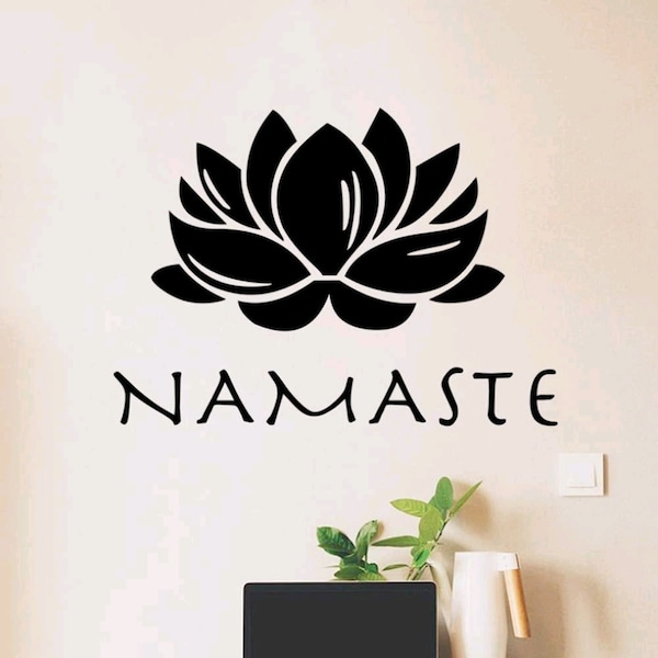 Namaste Yoga Lotus Fleur Mur Décalque Decal 570 x 795 cm