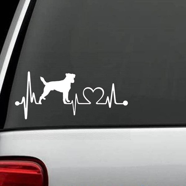 Jack russel Heartbeat Herzschlag Herz  17 cm  Auto Aufkleber JDM OEM Tuning Sticker Deca