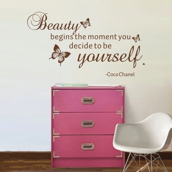 Beauty begins... Zitat Spruch  Wandtattoo Wand Aufkleber 75 x 41 cm