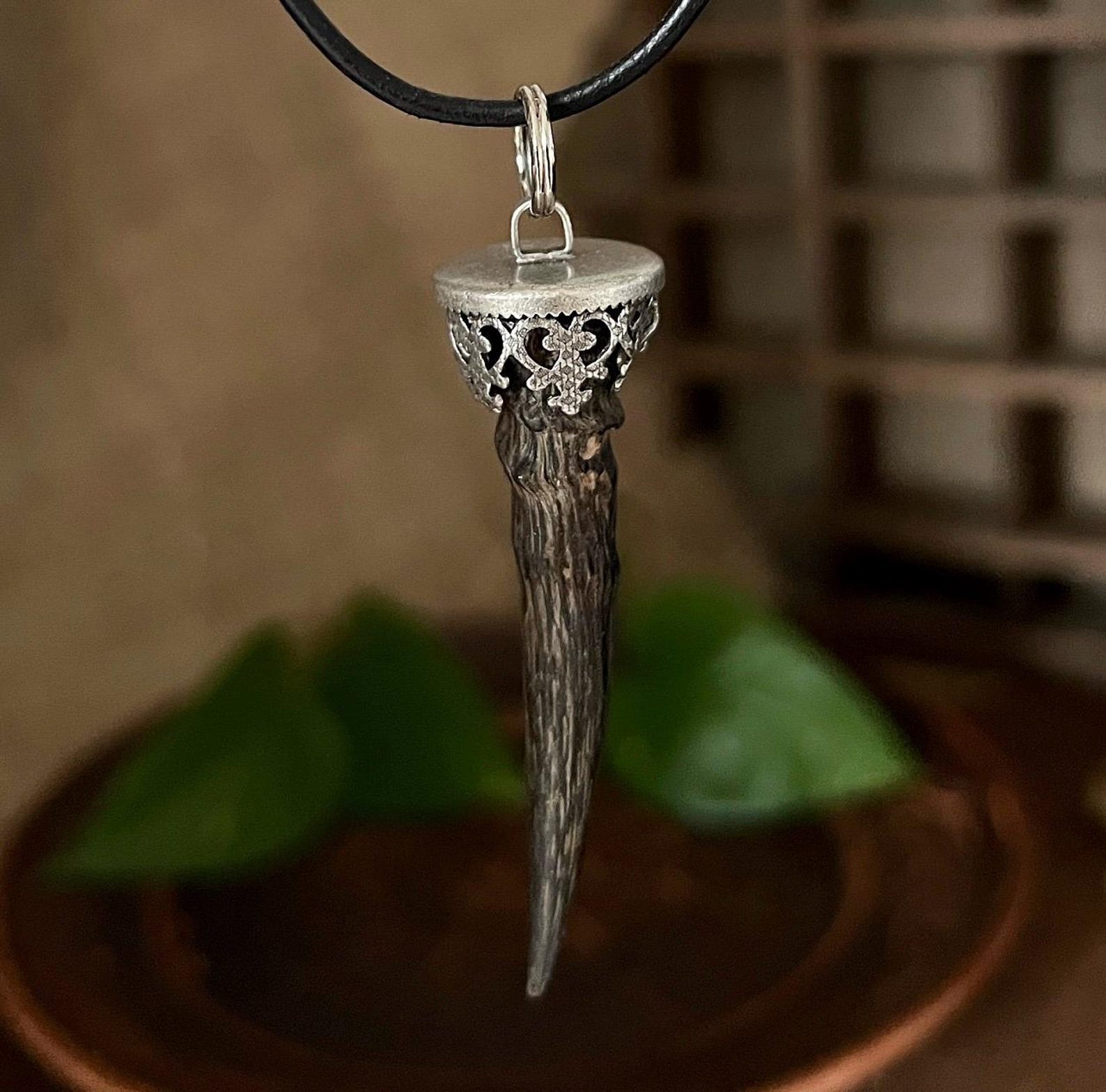 Vintage Alpine Antler Pendant – Bavarian Austrian Charivari Heirloom – Old World Folk Symbol, Unisex