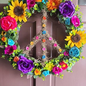 18" Bright Peace Sign Wreath