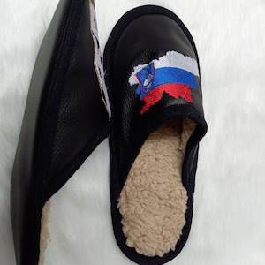 Handmade slippers, Slippers with the Slovenian logo, Warm winter slippers,Light comfortable slippers